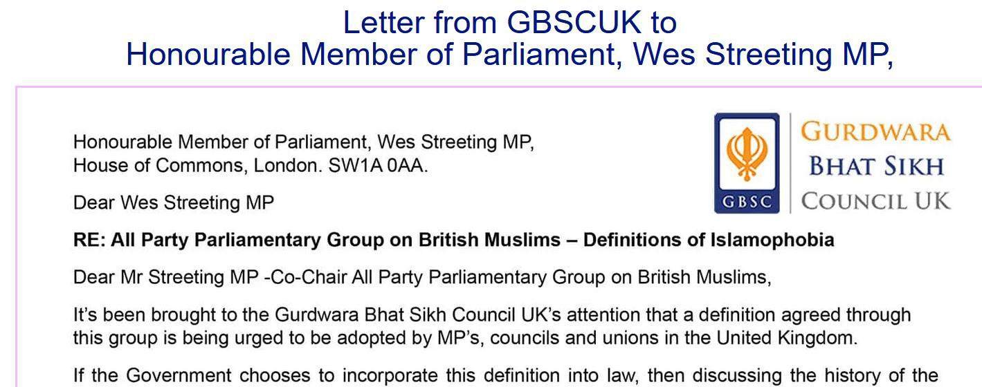 Letter to MP